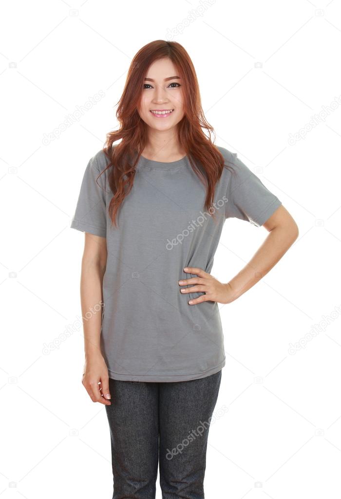 young beautiful female with blank t-shirt 