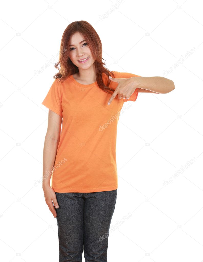 young beautiful female with blank t-shirt 