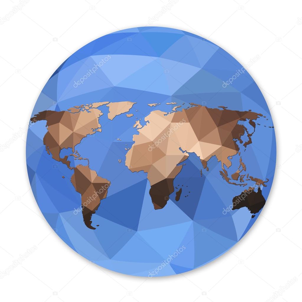 world globe map in polygonal style 