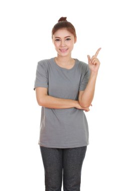 Kadın düşünmek fikir t-shirt ile