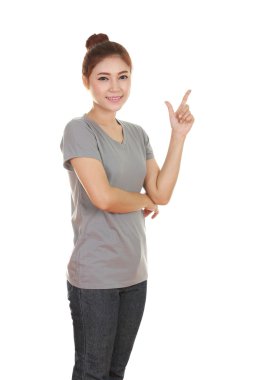 Kadın düşünmek fikir t-shirt ile