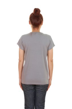 kadın, boş t-shirt (arka yüzüne)