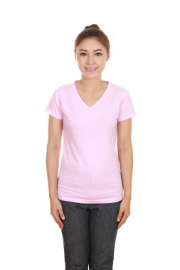 genç güzel kadın, boş t-shirt