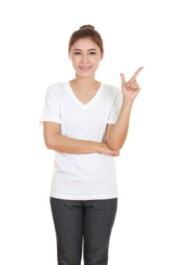 Kadın düşünmek fikir t-shirt ile