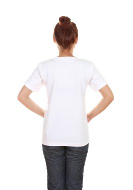 kadın, boş t-shirt (arka yüzüne)