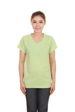 genç güzel kadın, boş t-shirt