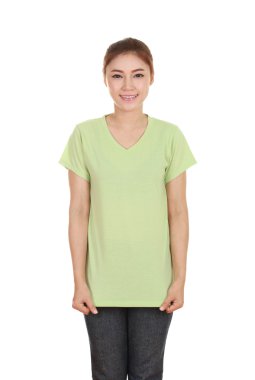 genç güzel kadın, boş t-shirt