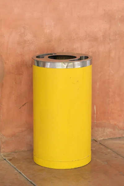 Yellow metal cylinder bin — Stock Photo, Image