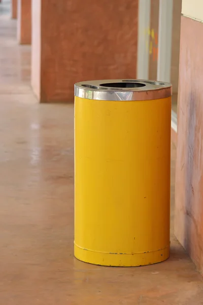 Yellow metal cylinder bin — Stock Photo, Image