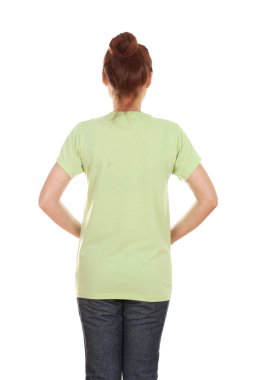 kadın, boş t-shirt (arka yüzüne)