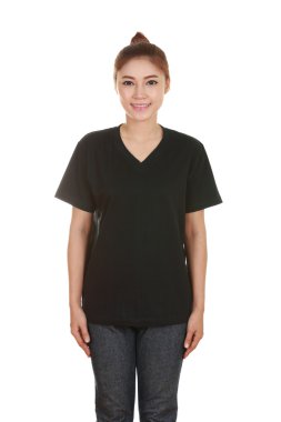 genç güzel kadın, boş t-shirt