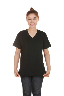 genç güzel kadın, boş t-shirt