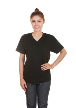 genç güzel kadın, boş t-shirt