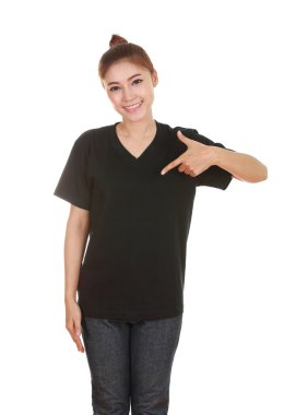 genç güzel kadın, boş t-shirt