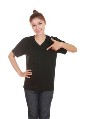 genç güzel kadın, boş t-shirt