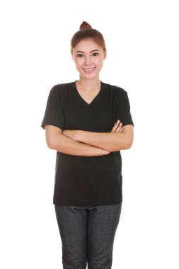 çarpı işareti, kollu t-shirt giyen kadın