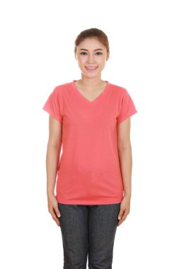 genç güzel kadın, boş t-shirt