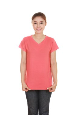 genç güzel kadın, boş t-shirt