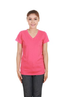 genç güzel kadın, boş t-shirt