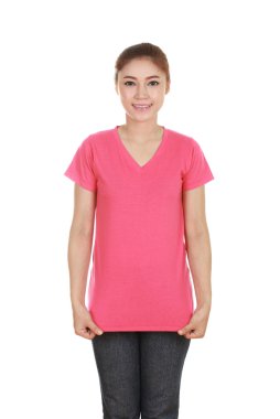 genç güzel kadın, boş t-shirt