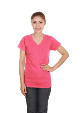 genç güzel kadın, boş t-shirt