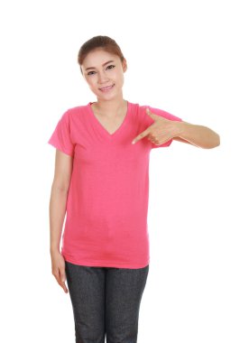 genç güzel kadın, boş t-shirt