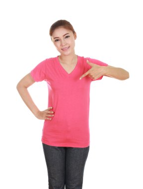 genç güzel kadın, boş t-shirt