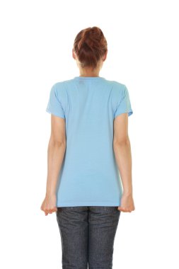 kadın, boş t-shirt (arka yüzüne)