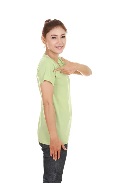Giovane bella femmina con t-shirt (vista laterale ) — Foto Stock