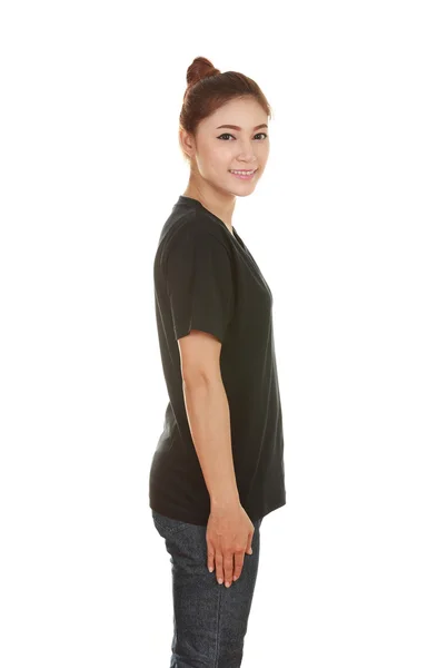 Young beautiful female with t-shirt (side view) — Stock Photo, Image