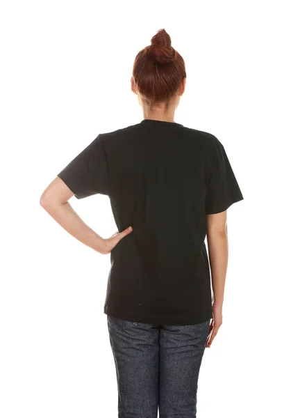 Female with blank t-shirt (back side) — Stock Photo, Image