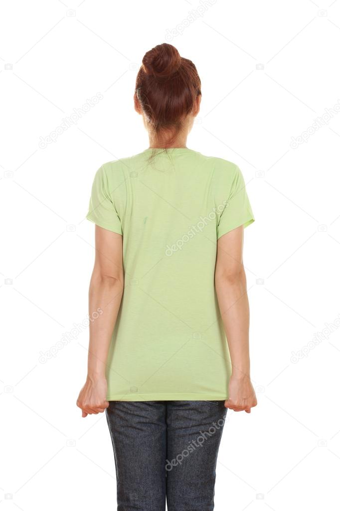 female with blank t-shirt (back side)