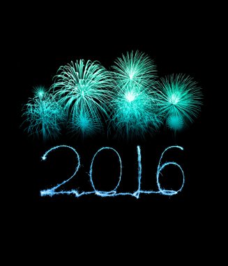 Mutlu yeni yıl 2016 ışıltı havai fişek ile