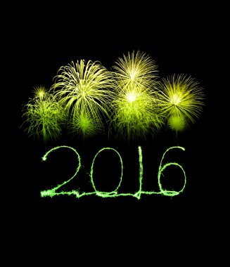 Mutlu yeni yıl 2016 ışıltı havai fişek ile