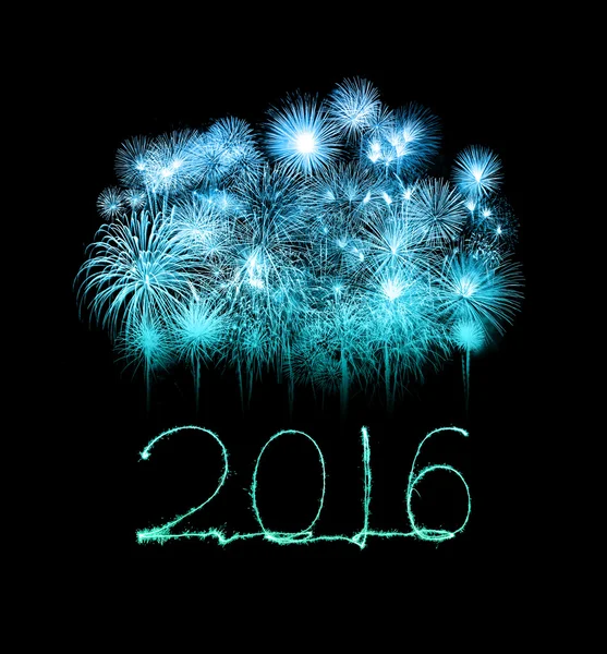 Mutlu yeni yıl 2016 ışıltı havai fişek ile yazılı — Stok fotoğraf