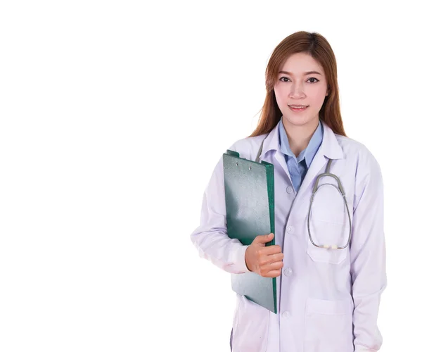 Female doctor with medical report — Stock Photo, Image