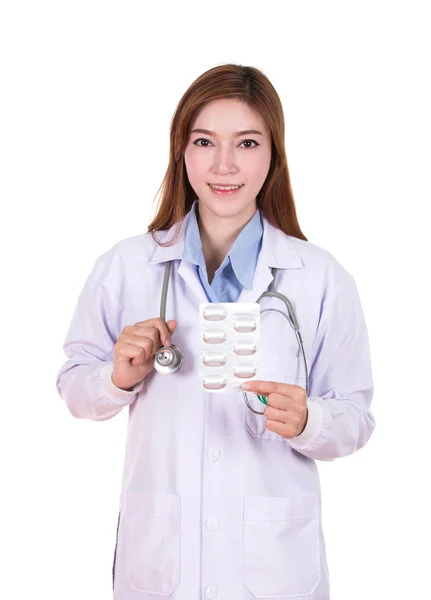 Female doctor with pills — Stock Photo, Image