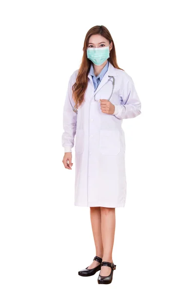 Female doctor with mask and stethoscope — Stock Photo, Image