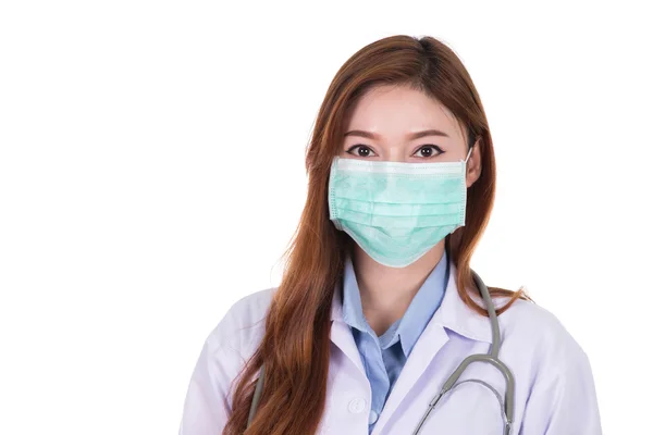 Female doctor with mask and stethoscope — Stock Photo, Image
