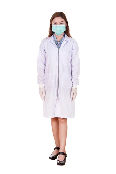 Female doctor with mask and stethoscope — Stock Photo, Image