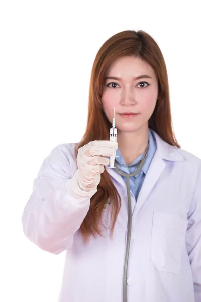 Female doctor with syringe — Stock Photo, Image