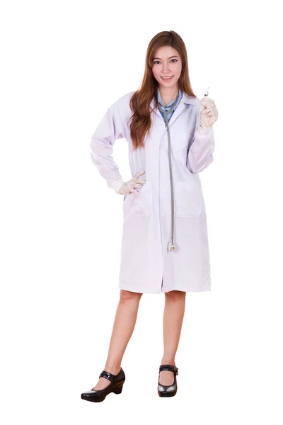 Female doctor with syringe — Stock Photo, Image