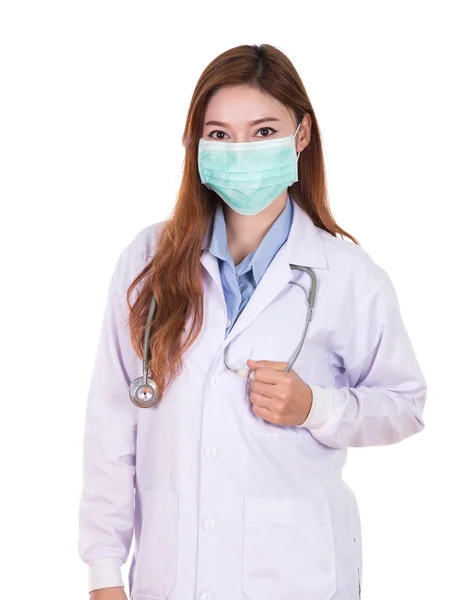 Female doctor with mask and stethoscope Stock Image