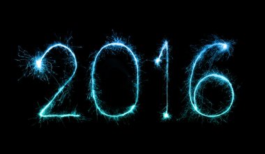 Mutlu yeni yıl 2016 ışıltı havai fişek ile