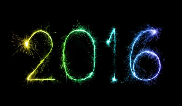 Ευτυχισμένο το νέο έτος 2016 με λάμψη πυροτέχνημα — Φωτογραφία Αρχείου