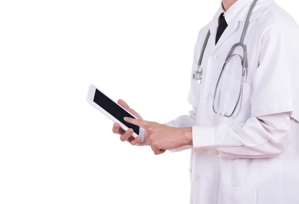 Arzt arbeitet an einem digitalen Tablet — Stockfoto