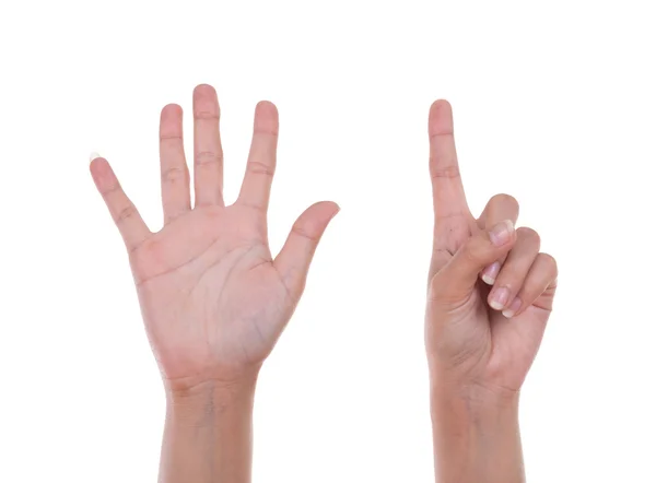 Hands show the number six — Stock Photo, Image