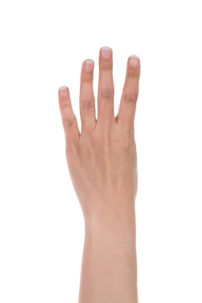 Mãos mostrar o número quatro — Fotografia de Stock