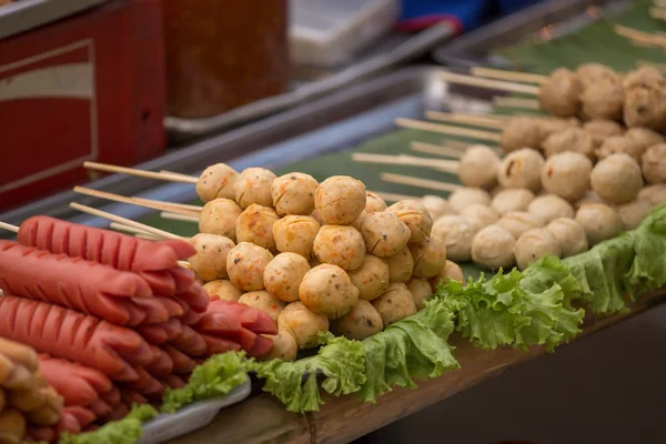 The grilled sausage and meat ball in Thai style — Stock Photo, Image