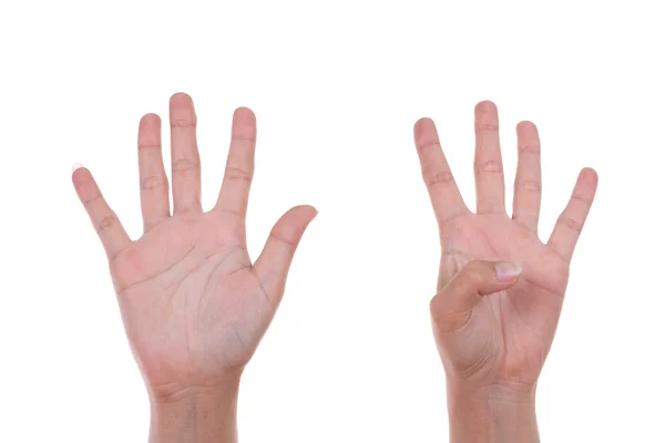 Руки показують номер дев'ять — стокове фото